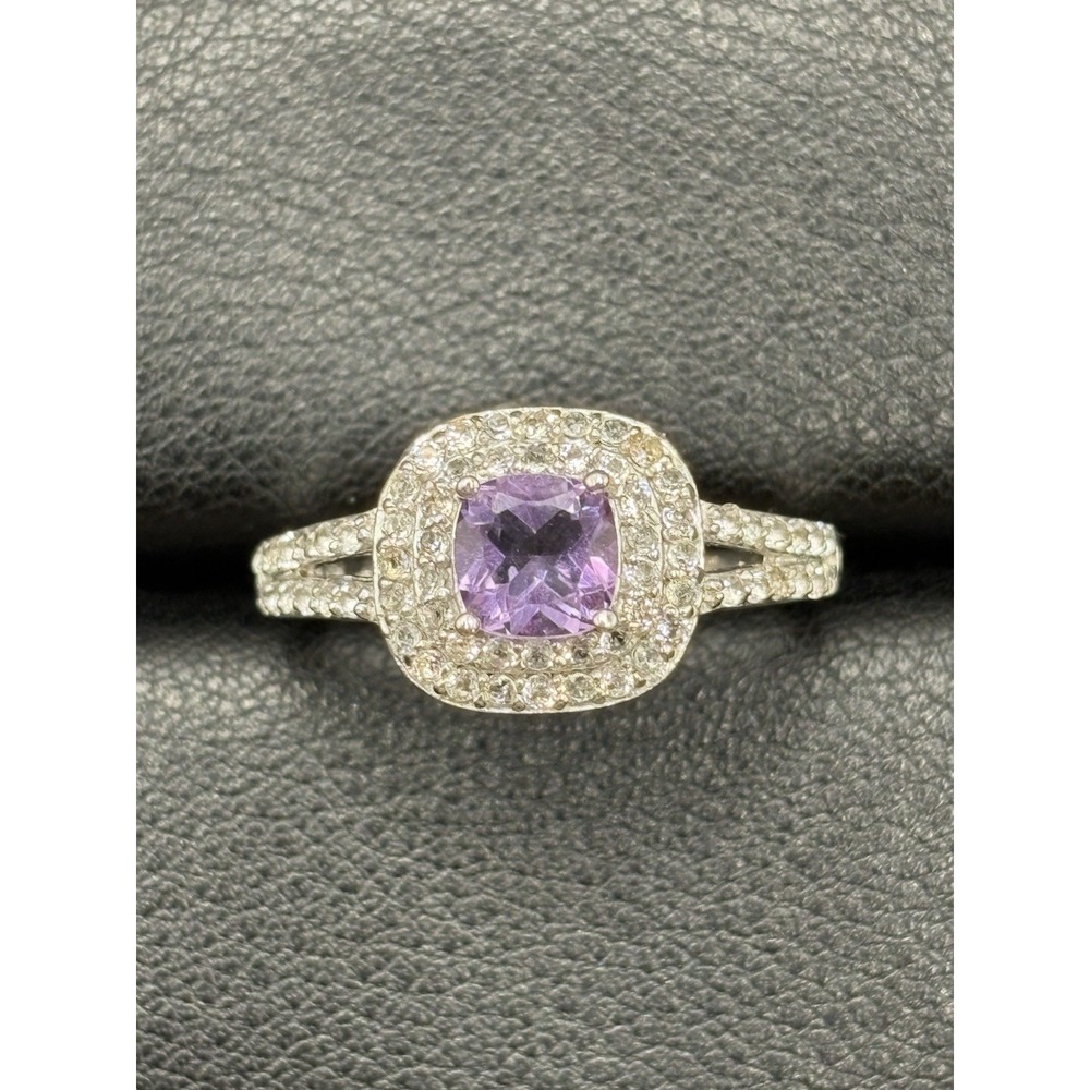 EUC Sterling Silver Purple Cubic Zirconia Ring Size 10 F9